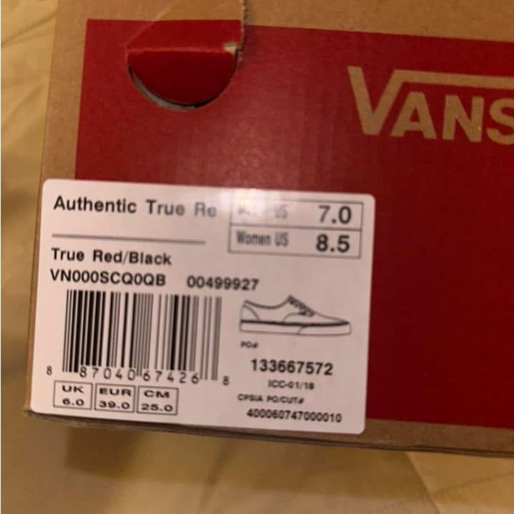 Vans Authentic True Red and Black Sneakers